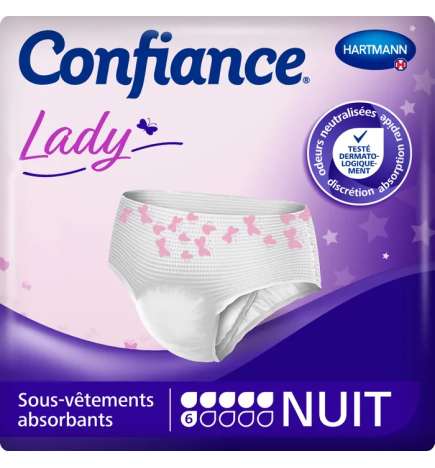 Hartmann – Confiance Lady Culottes absorbantes nuit 6 gouttes taille L, 7 unités