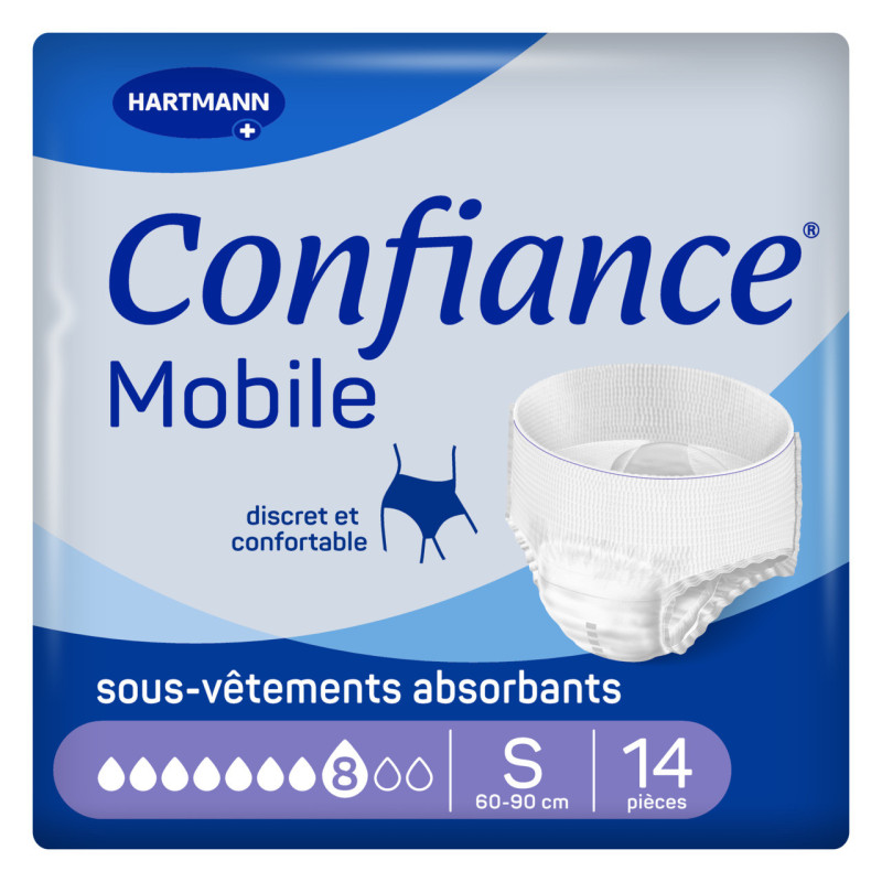 Hartmann – Confiance Mobile 8 gouttes slip absorbant taille S, 14 unités