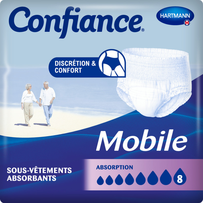 Hartmann – Confiance Mobile 8 gouttes slip absorbant taille XL, 14 unités