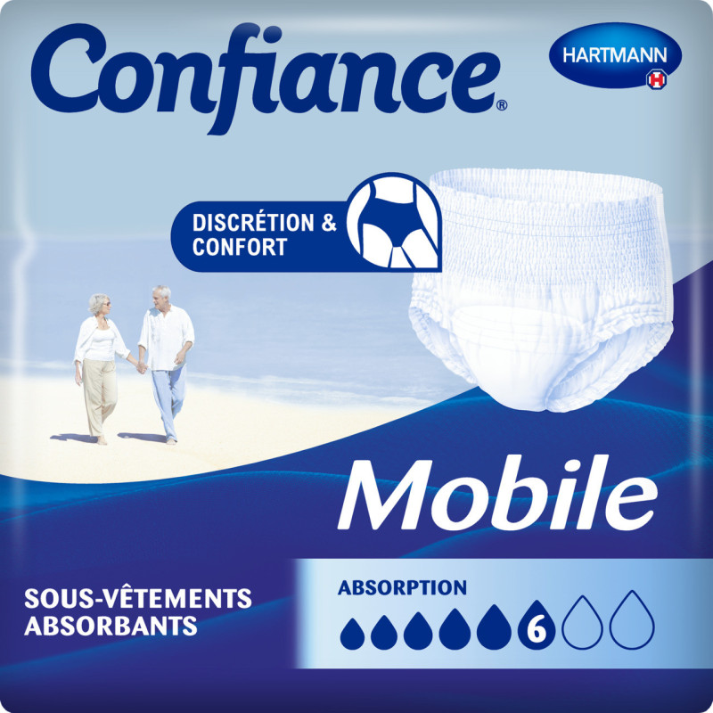 Hartmann – Confiance Mobile 6 gouttes slip absorbant taille XL, 14 unités