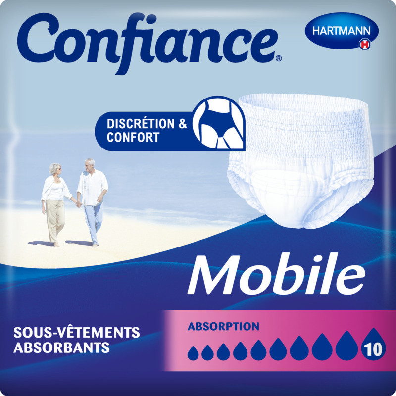 Hartmann – Confiance Mobile 10 gouttes slip absorbant taille XL, 14 unités