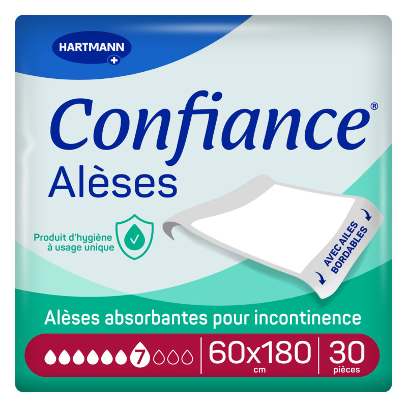 Hartmann – Confiance alèses 7 gouttes 60 x 180 cm avec ailes, 20 unités