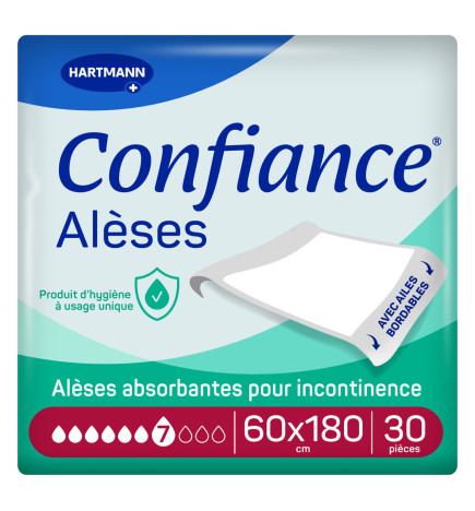 Hartmann – Confiance alèses 7 gouttes 60 x 180 cm avec ailes, 20 unités