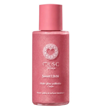 Musc Intime – Huile Glow Pailletée Sweet Litchi, 100 ml