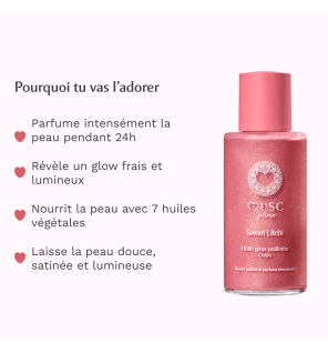 Musc Intime – Huile Glow Pailletée Sweet Litchi, 100 ml