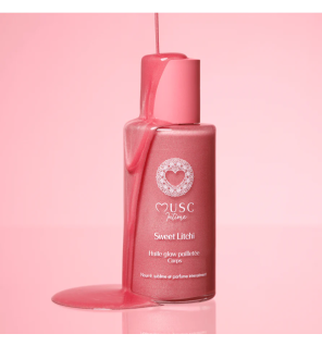 Musc Intime – Huile Glow Pailletée Sweet Litchi, 100 ml