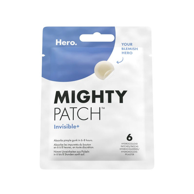 Hero Cosmetics – Mighty Patch Invisible patchs jour hydrocolloïdes anti-acné visage, 6 patchs Hero Cosmetics – Mighty Patch Invisible patchs jour hydrocolloïdes anti-acné visage, 6 patchs