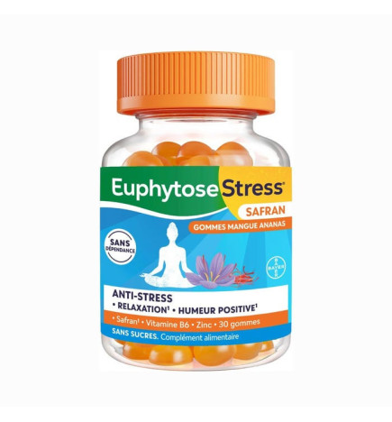 Euphytose – Stress Safran gommes goût mangue ananas, 30 gommes