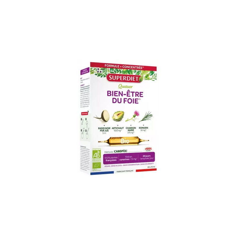 Super Diet – Quatuor bio bien-être du foie, 20 ampoules Super Diet – Quatuor bio bien-être du foie, 20 ampoules