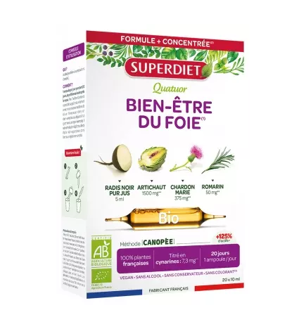 Super Diet – Quatuor bio bien-être du foie, 20 ampoules