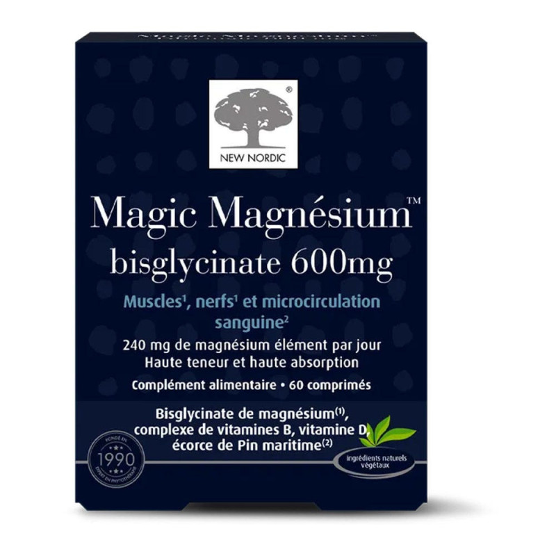 New Nordic – Magic Magnesium bisglycinate, 60 comprimés New Nordic – Magic Magnesium bisglycinate, 60 comprimés