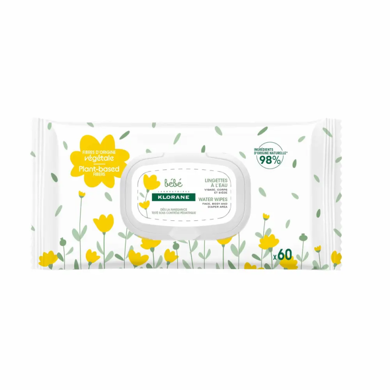 Klorane – Bébé lingettes nettoyantes douces, 60 unités