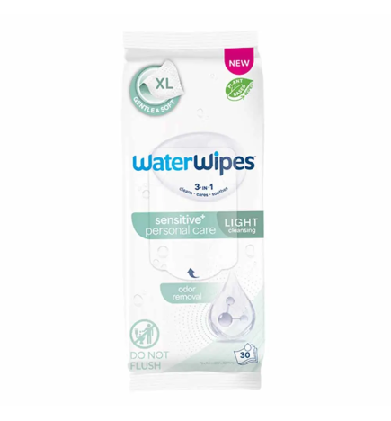 Waterwipes – Lingettes nettoyantes intime Light, 30 lingettes