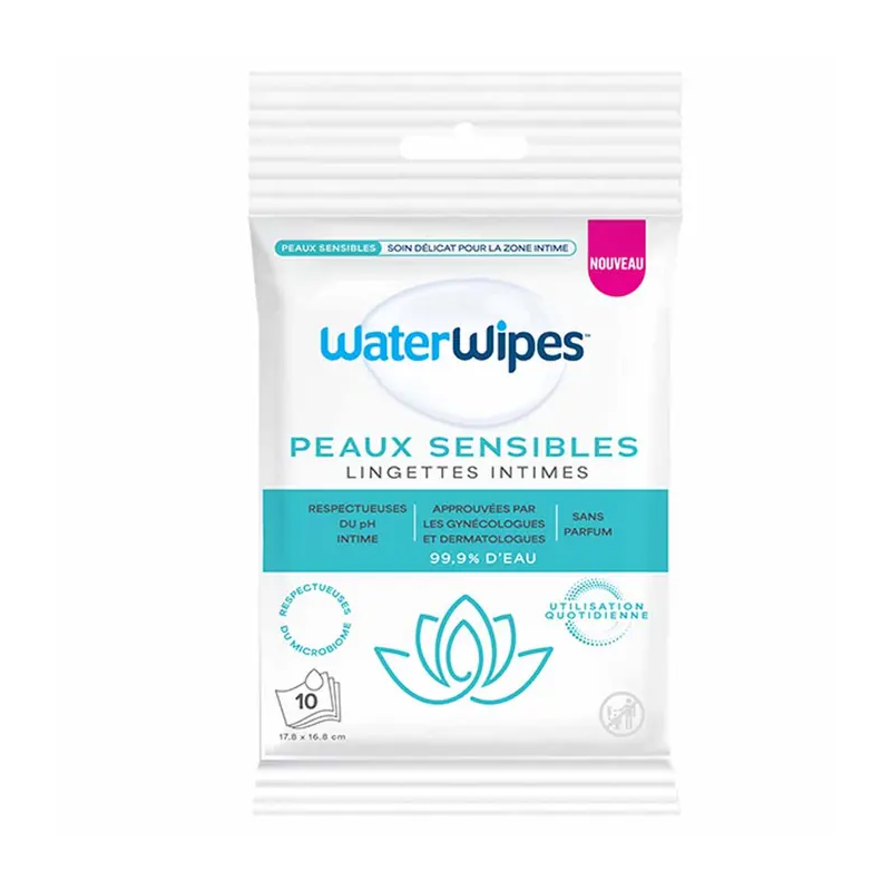Waterwipes – Lingettes intimes Sensitive, 10 lingettes