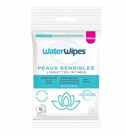 Waterwipes – Lingettes intimes Sensitive, 10 lingettes