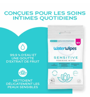 Waterwipes – Lingettes intimes Sensitive, 10 lingettes