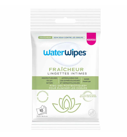 Waterwipes – Lingettes intimes Fraîcheur, 10 lingettes