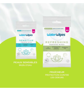 Waterwipes – Lingettes intimes Fraîcheur, 10 lingettes