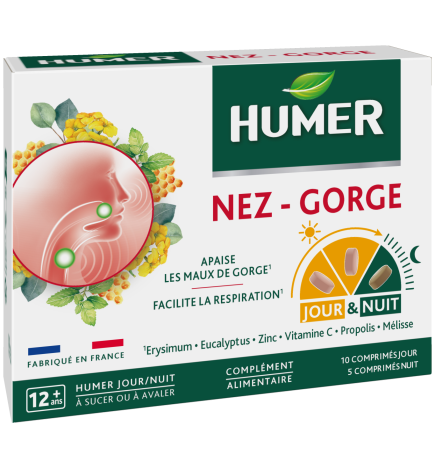 Humer – Nez Gorge Jour Nuit, 15 comprimés