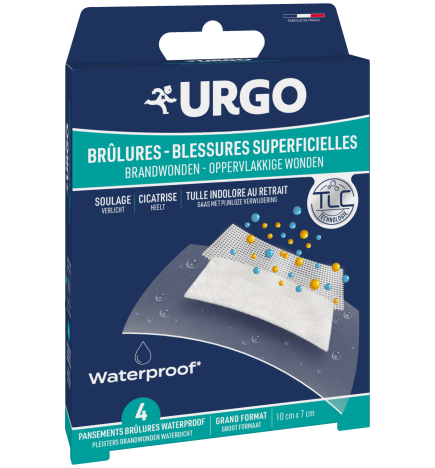 Urgo – Pansements Brûlures et blessures superficielles Waterproof, 4 pansements