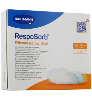Hartmann – RespoSorb Silicone Border pansement ovale, 13 x 15,5 cm