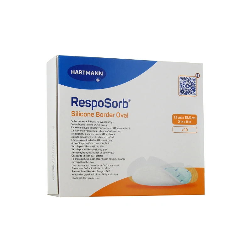 Hartmann – RespoSorb Silicone Border pansement ovale, 13 x 15,5 cm