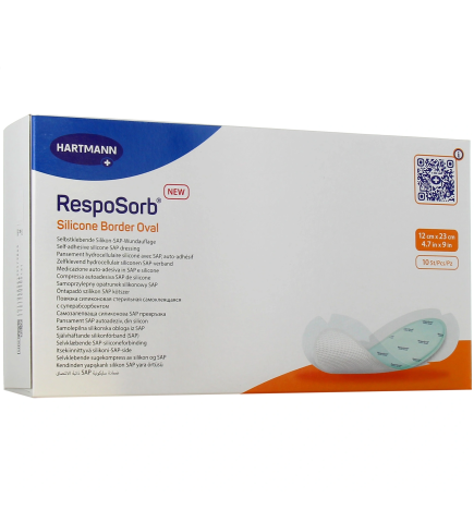 Hartmann – RespoSorb Silicone Border pansement hydrocellulaire ovale, 12 x 23 cm, boîte de 10