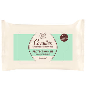 Cavaillès – Lingettes déodorantes Protection 48H Amande Fleurie, 2 x 15 unités