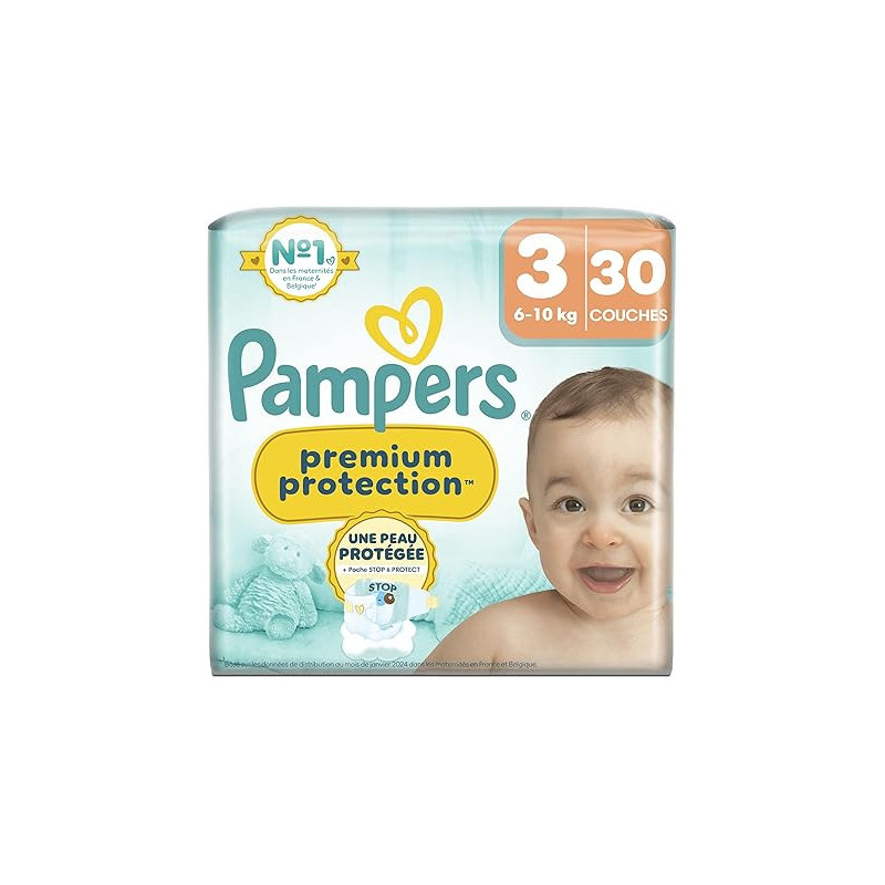 Pampers – Couches Premium Protection taille 3, 6 à 10 kg