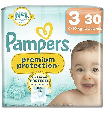Pampers – Couches Premium Protection taille 3, 6 à 10 kg