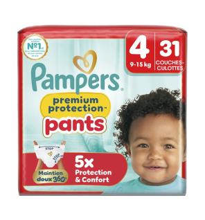 Pampers – Couches-culottes Premium Pants taille 4, 9 à 15 kg, 31 couches
