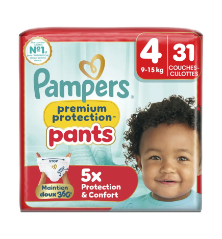 Pampers – Couches-culottes Premium Pants taille 4, 9 à 15 kg, 31 couches