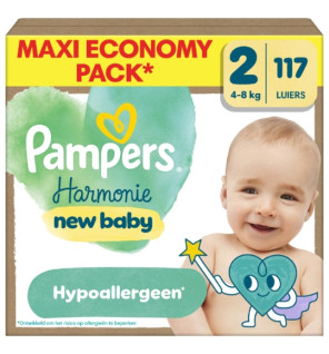 Pampers – Couches bébé Harmonie taille 2, 2 à 5 kg, 117 couches
