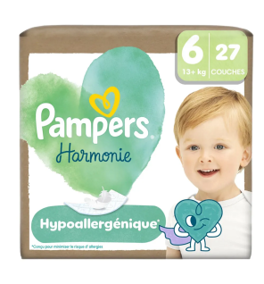 Pampers – Couches bébé Harmonie taille 6, 13 kg et plus, 27 unités