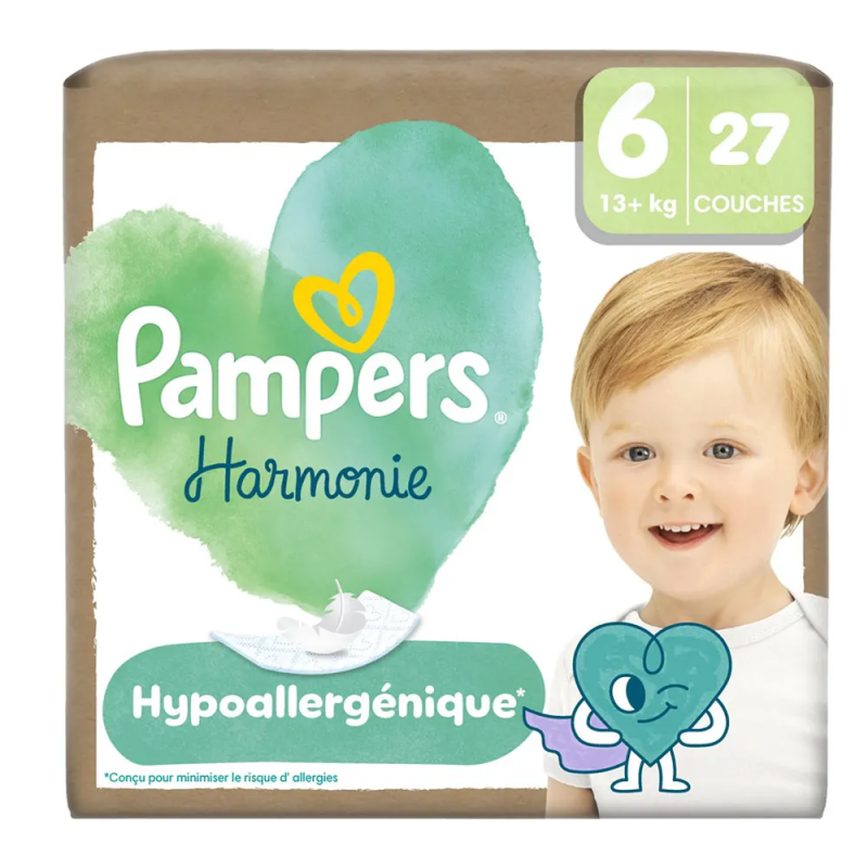 Pampers – Couches bébé Harmonie taille 6, 13 kg et plus, 27 unités Pampers – Couches bébé Harmonie taille 6, 13 kg et plus, 27 unités