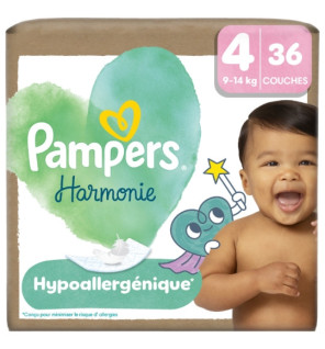 Pampers – Couches bébé Harmonie taille 4, 9 à 14 kg, 36 unités