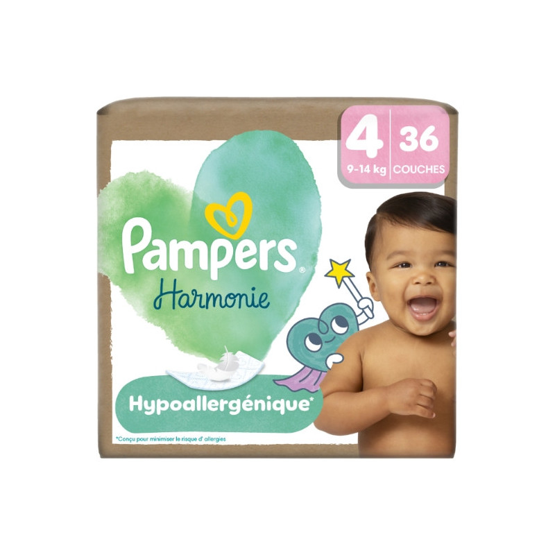 Pampers – Couches bébé Harmonie taille 4, 9 à 14 kg, 36 unités Pampers – Couches bébé Harmonie taille 4, 9 à 14 kg, 36 unités