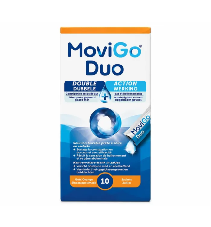 Movigo – Duo Double Action Constipation et Ballonnements, solution buvable, 10 sachets