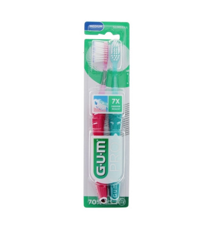 GUM – Brosses à dents Technique Pro Médium, 2 brosses à dents