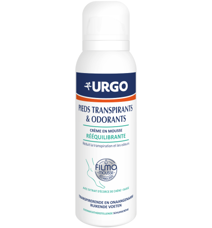 Urgo – Crème Mousse Rééquilibrante Pieds Transpirants, 125 ml