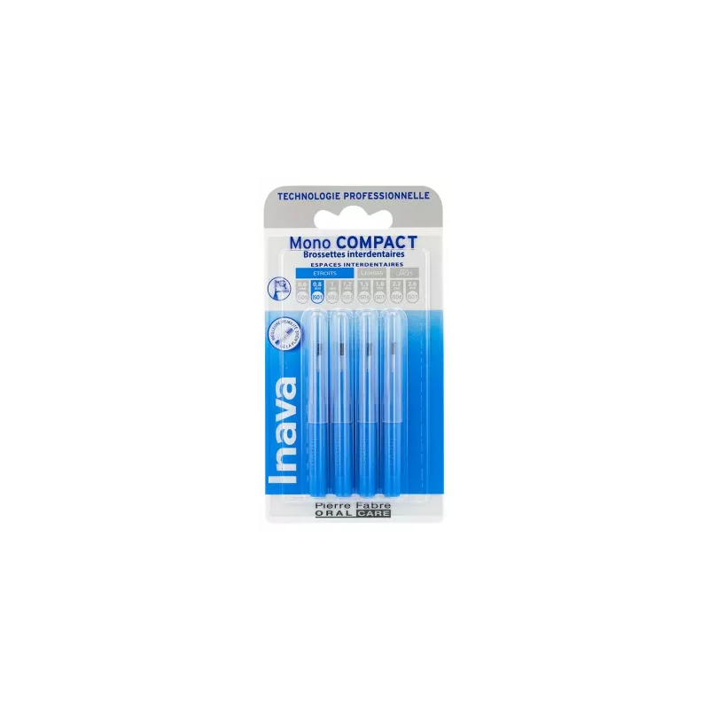 Inava – Mono Compact Brossettes Interdentaires ISO1, 0,8 mm, 4 unités Inava – Mono Compact Brossettes Interdentaires ISO1, 0,8 mm, 4 unités