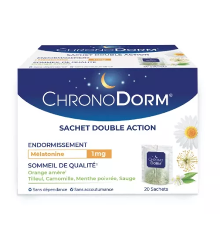 Laboratoires IPRAD – ChronoDorm Mélatonine 1 mg, 20 sachets