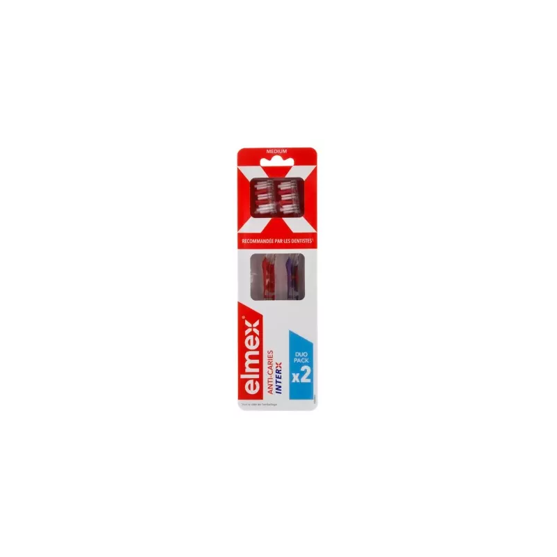 Elmex – Brosse à dents Anti-Caries InterX Medium Duo Pack, 2 brosses à dents Elmex – Brosse à dents Anti-Caries InterX Medium Duo Pack, 2 brosses à dents