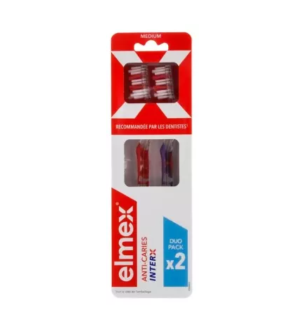 Elmex – Brosse à dents Anti-Caries InterX Medium Duo Pack, 2 brosses à dents