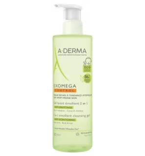 A-DERMA – Exomega Control Gel Lavant Émollient 2en1 Anti-Grattage, 500 ml
