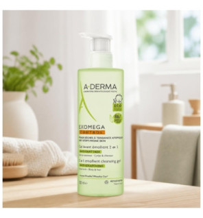 A-DERMA – Exomega Control Gel Lavant Émollient 2en1 Anti-Grattage, 500 ml