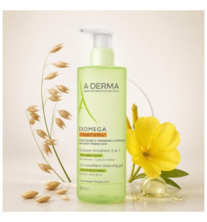 A-DERMA – Exomega Control Gel Lavant Émollient 2en1 Anti-Grattage, 500 ml