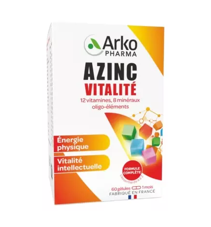 Arkopharma – Azinc Forme et Vitalité, 60 gélules