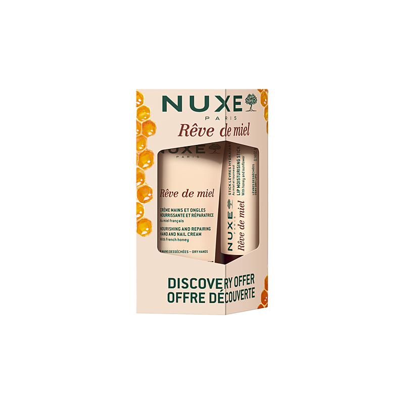 Nuxe – Rêve de Miel Offre Découverte Crème Mains et Stick Lèvres, 30 ml + 4 g Nuxe – Rêve de Miel Offre Découverte Crème Mains et Stick Lèvres, 30 ml + 4 g