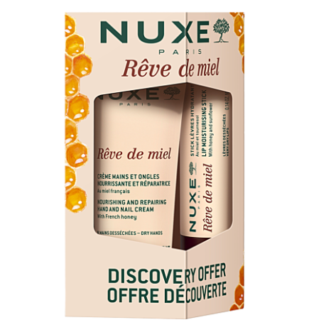 Nuxe – Rêve de Miel Offre Découverte Crème Mains et Stick Lèvres, 30 ml + 4 g
